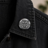 Celtic Owl Totem Brooch Pin Stainless Steel Viking Gothic 1.18 Inch