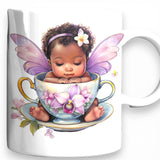 Baby Fairy Mug 11oz 15oz Purple Wings Orchid Teacup Magical Nursery Gift Cup
