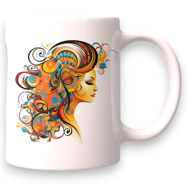 Colorful Goddess Mug 11oz 15oz Boho Abstract Art Coffee Cup Fantasy Gift