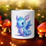 "Adorable Baby Ice Dragon Mug - Cute Fantasy Creature Coffee Cup"