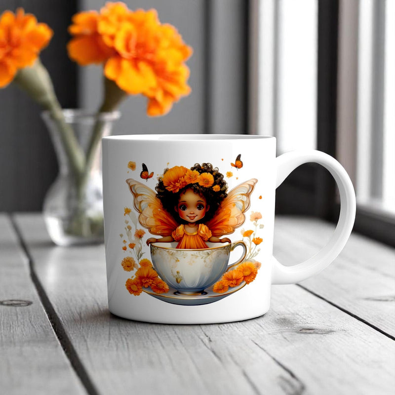 Orange Fairy Butterfly Wings Ceramic Mug 11oz 15oz Fantasy Gift Drinkware