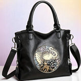 Black Elephant Handbag Gothic Boho Crossbody Purse Large Tote Bag