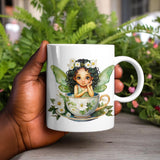 Green Fairy Teacup Mug – 11oz/15oz Microwave & Dishwasher Safe – Gift Mug