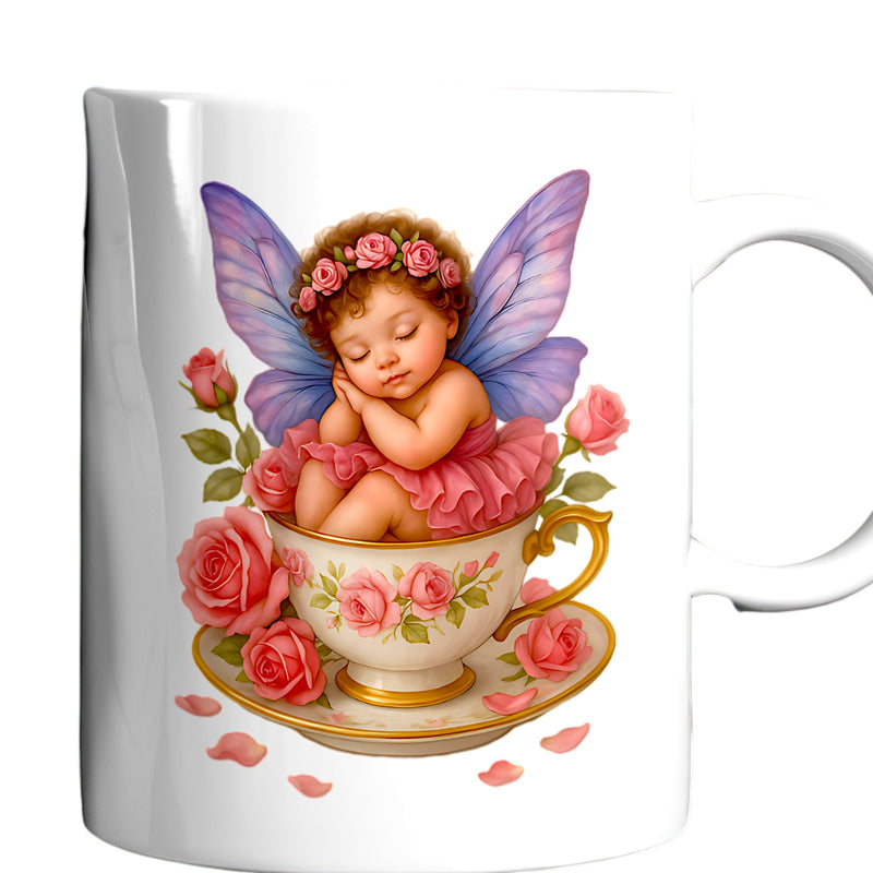 Pink Rose Fairy Teacup Mug – 11oz/15oz Ceramic – Microwave Safe Gift Mug