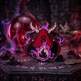 Red D20 Demon Dice Enamel Pin - Horned Dragon Fantasy RPG Accessory
