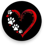Dog Paw Heart Car Coasters Set - Slip Proof 2pc for Pet Lovers, Gift Idea