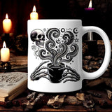 Skeleton Hands Coffee Mug 11oz 15oz Gothic Halloween Skull Coffee Cup