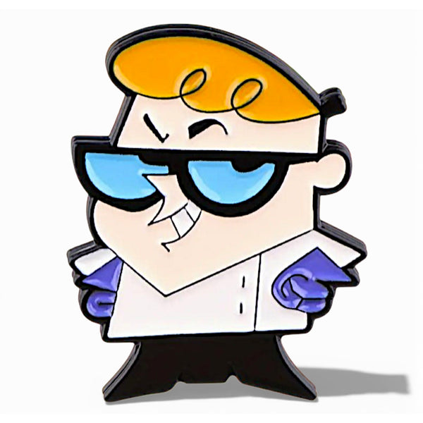 Dexter Cartoon Enamel Pin Retro 90s Cartoon Nerd Geek Badge Pin