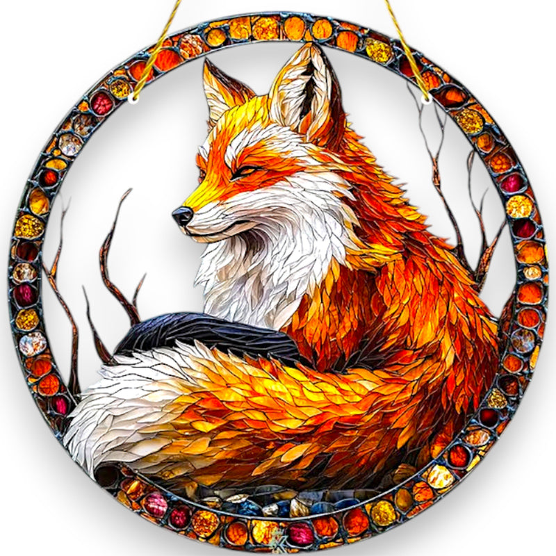Fox Suncatcher Window Glass Stained Acrylic Hanging Decor Suncatcher, Gift Home