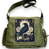 Vintage Olive Green Floral Crossbody Messenger Bag Large Capacity Boho Purse