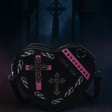 Heart Shape Gothic PU Leather Shoulder Crossbody Bag for Women