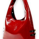 Red Gothic Patent Crossbody Bag with Silver Chain - Punk Rock Purse