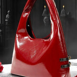 Red Gothic Patent Crossbody Bag with Silver Chain - Punk Rock Purse