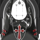 Black Gothic Crossbody Bag with Chain - Punk Rock Shoulder Purse for Women