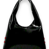 Black Gothic Crossbody Bag with Chain - Punk Rock Shoulder Purse for Women