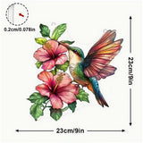 Hummingbird Suncatcher Faux Stained Glass Hibiscus Window Hanging 9"