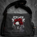 Skull Rose Crossbody Bag Gothic Punk Messenger Purse Black Alt Fashion