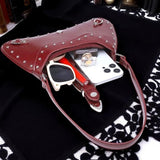 Women's Western Cowgirl Burgundy Studded Crossbody Bag Silver Buckle Purse NEW