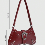 Women's Western Cowgirl Burgundy Studded Crossbody Bag Silver Buckle Purse NEW