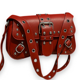 Punk Style Red Studded Shoulder Bag Alt Fashion Purse Gothic Handbag Gift