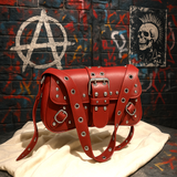 Punk Style Red Studded Shoulder Bag Alt Fashion Purse Gothic Handbag Gift