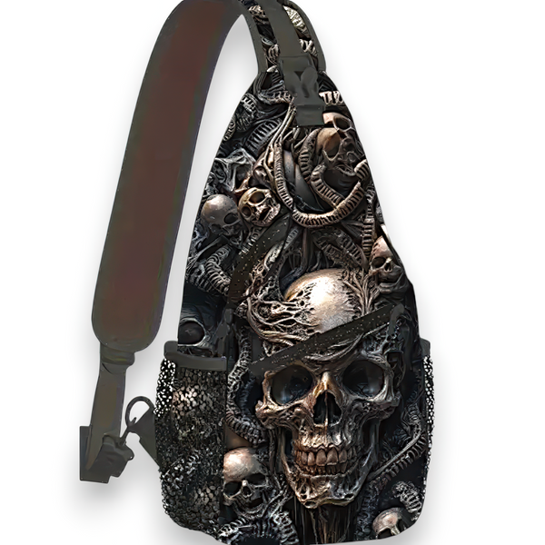 Gothic Skull Sling Bag 14.5" Crossbody Chest Pack for Men Women Punk Rock Style