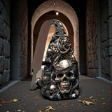 Gothic Skull Sling Bag 14.5" Crossbody Chest Pack for Men Women Punk Rock Style