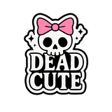 Dead Cute Skull Bow Sticker 4 Inch BOPP Vinyl Decal Pastel Goth E-Girl Art