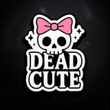 Dead Cute Skull Bow Sticker 4 Inch BOPP Vinyl Decal Pastel Goth E-Girl Art