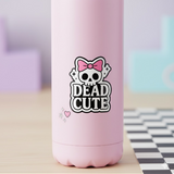 Dead Cute Skull Bow Sticker 4 Inch BOPP Vinyl Decal Pastel Goth E-Girl Art