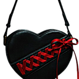 Black Heart Crossbody Bag Gothic Punk Red Lace Up Purse Y2K Alt Emo