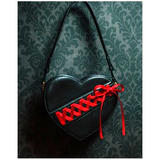 Black Heart Crossbody Bag Gothic Punk Red Lace Up Purse Y2K Alt Emo
