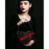 Black Heart Crossbody Bag Gothic Punk Red Lace Up Purse Y2K Alt Emo