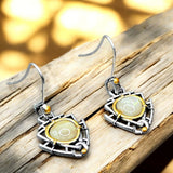 Cream Glass Bead Spider Earrings Silver Gold Tone 1" Gothic Boho