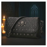 Gothic Skull Studded Black Crossbody Bag Y2K Punk Halloween Clutch Purse