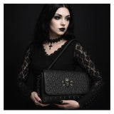 Gothic Skull Studded Black Crossbody Bag Y2K Punk Halloween Clutch Purse