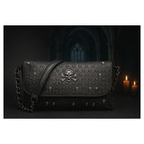 Gothic Skull Studded Black Crossbody Bag Y2K Punk Halloween Clutch Purse