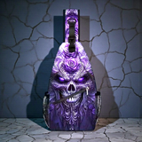 Purple Gothic Skull Sling Bag 15" Crossbody Chest Backpack with Pockets