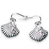 Sterling Silver Scallop Shell Dangle Earrings Nautical Ocean Beach Style