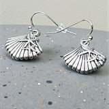 Sterling Silver Scallop Shell Dangle Earrings Nautical Ocean Beach Style