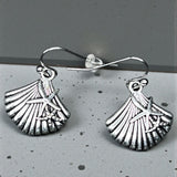 Sterling Silver Scallop Shell Dangle Earrings Nautical Ocean Beach Style