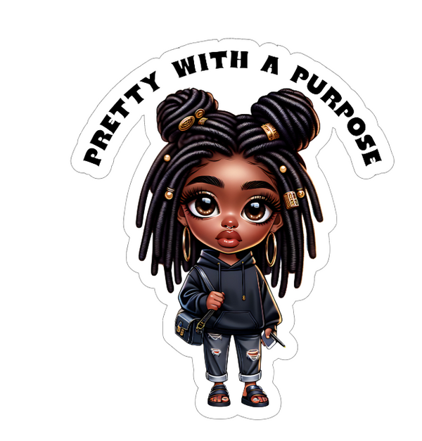 Pretty With a Purpose Urban Girl Sticker 4 Inch BOPP Waterproof Decal for Gear