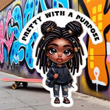 Pretty With a Purpose Urban Girl Sticker 4 Inch BOPP Waterproof Decal for Gear