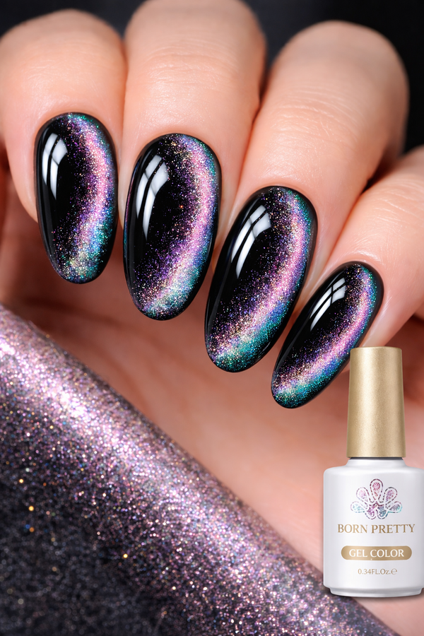 Born Pretty MY31 Cat Eye Gel Polish Pink Teal Magnetic Glitter UV LED