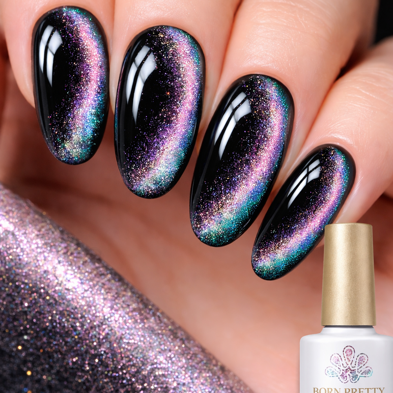 Born Pretty MY31 Cat Eye Gel Polish Pink Teal Magnetic Glitter UV LED