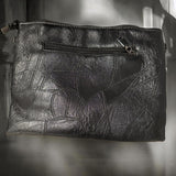 Gothic Black Studded Sheepskin Crossbody Clutch Purse 8.5x11 Patchwork Bag