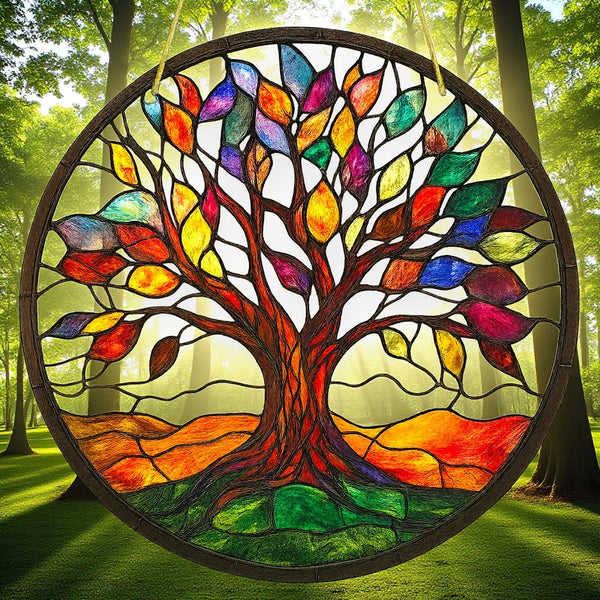 8" Tree of Life Suncatcher – Colorful Acrylic Window Hanging 2D Decor