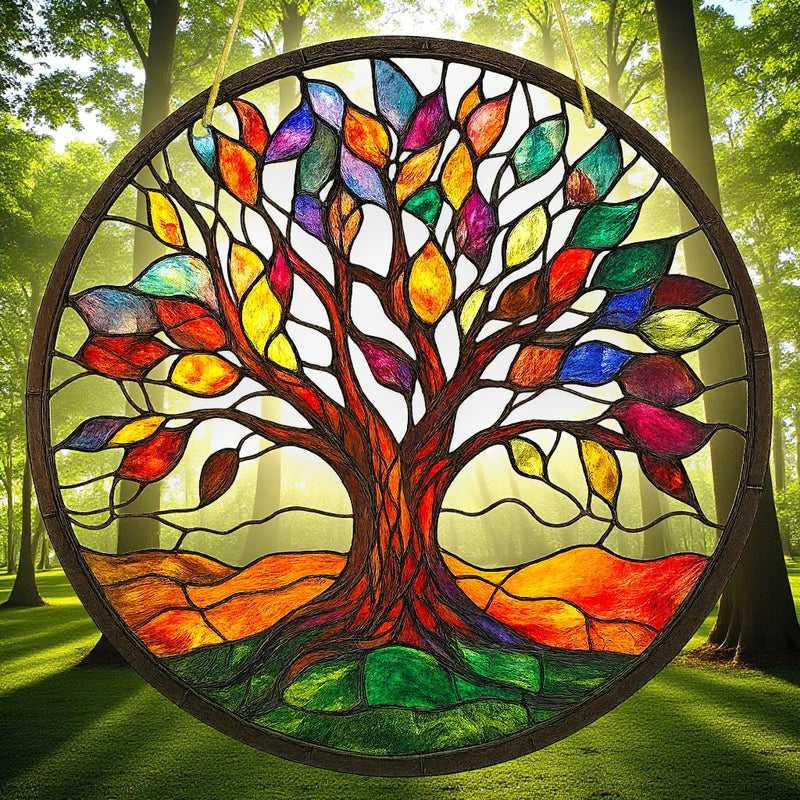 8" Tree of Life Suncatcher – Colorful Acrylic Window Hanging 2D Decor
