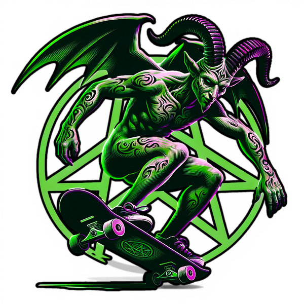 Skateboard Demon Sticker 4in | Horned Gothic BOPP Vinyl | Occult Decal