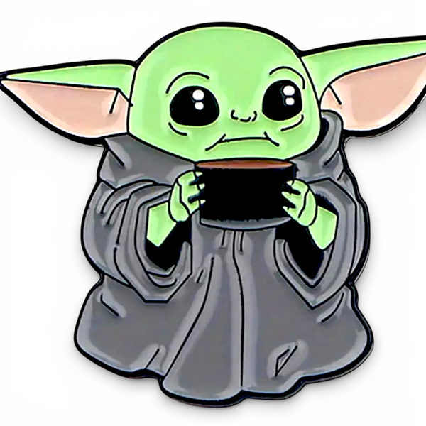 Cute Baby Yoda Enamel Pin – Mandalorian Grogu Coffee Cup Collectible Badge